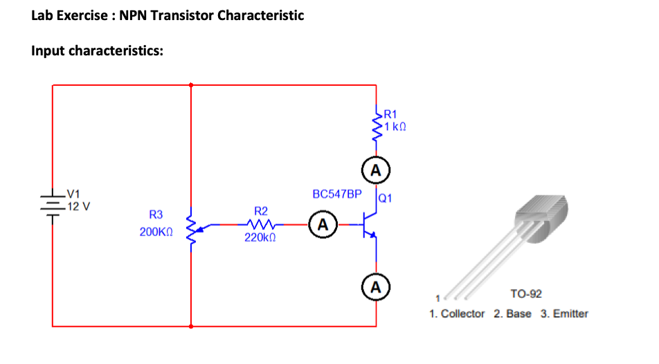 Lab Exercise NPN Transistor Characteristic Input