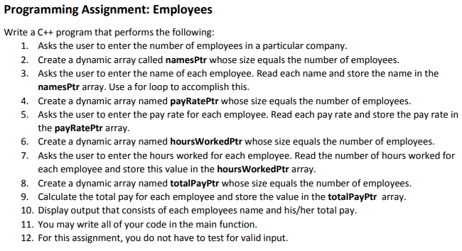 Solved Programming Assignment: Employees Write a C++ program | Chegg.com