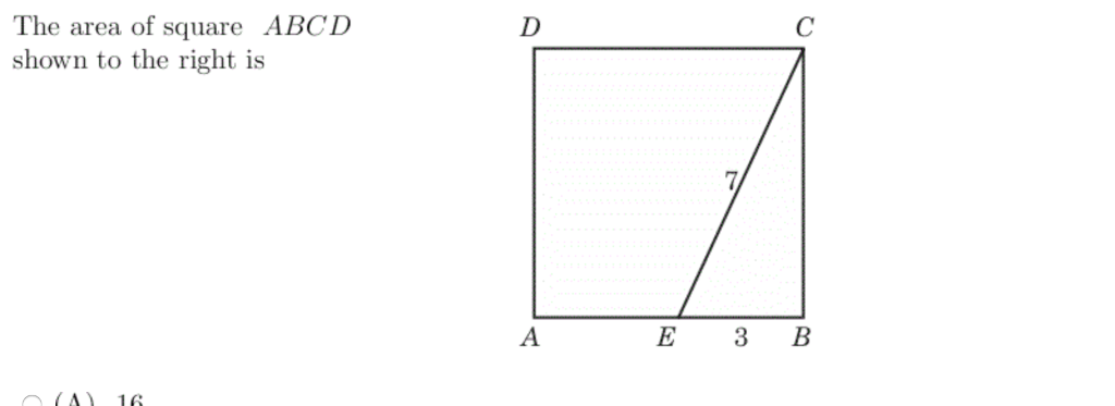 Solved The area of square ABCD shown to the right is E3B | Chegg.com