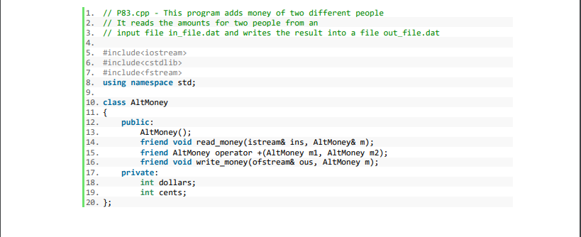 Solved 1. // P83.cpp - This program adds money of two | Chegg.com