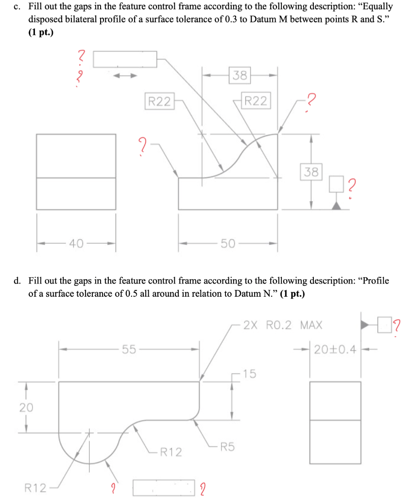Solved c. Fill out the gaps in the feature control frame | Chegg.com