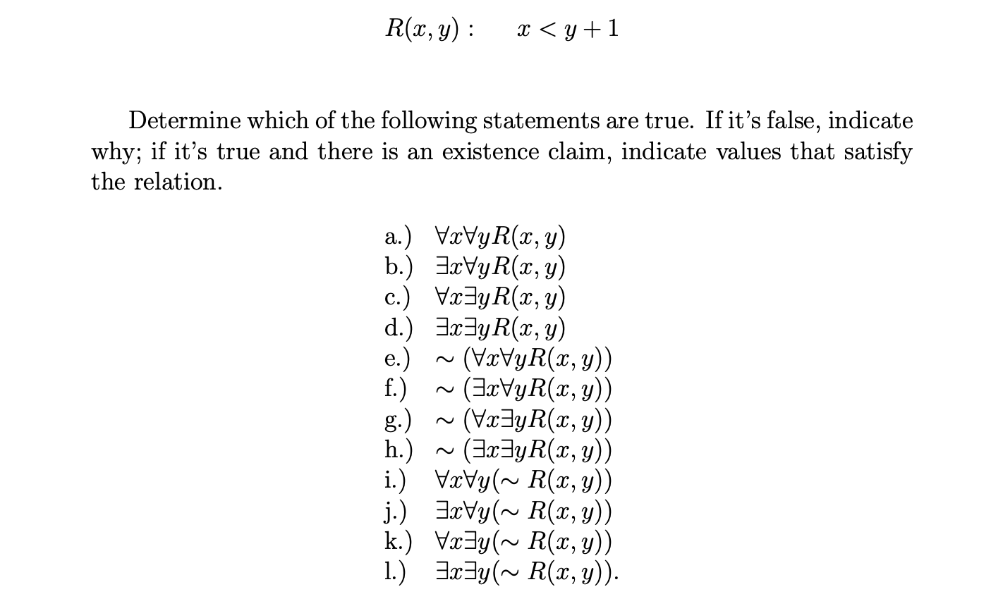 Solved R X Y X Y 1 Determine Which Of The Following Chegg Com