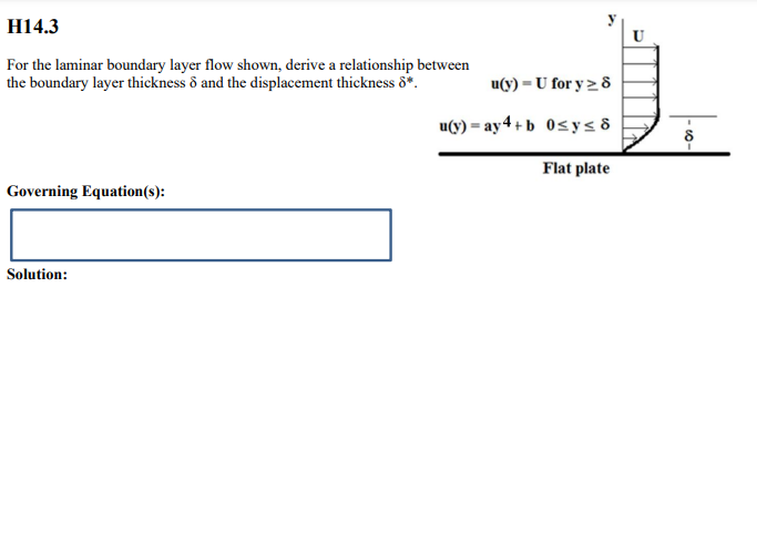 Solved H14 3 U For The Laminar Boundary Layer Flow Shown Chegg Com