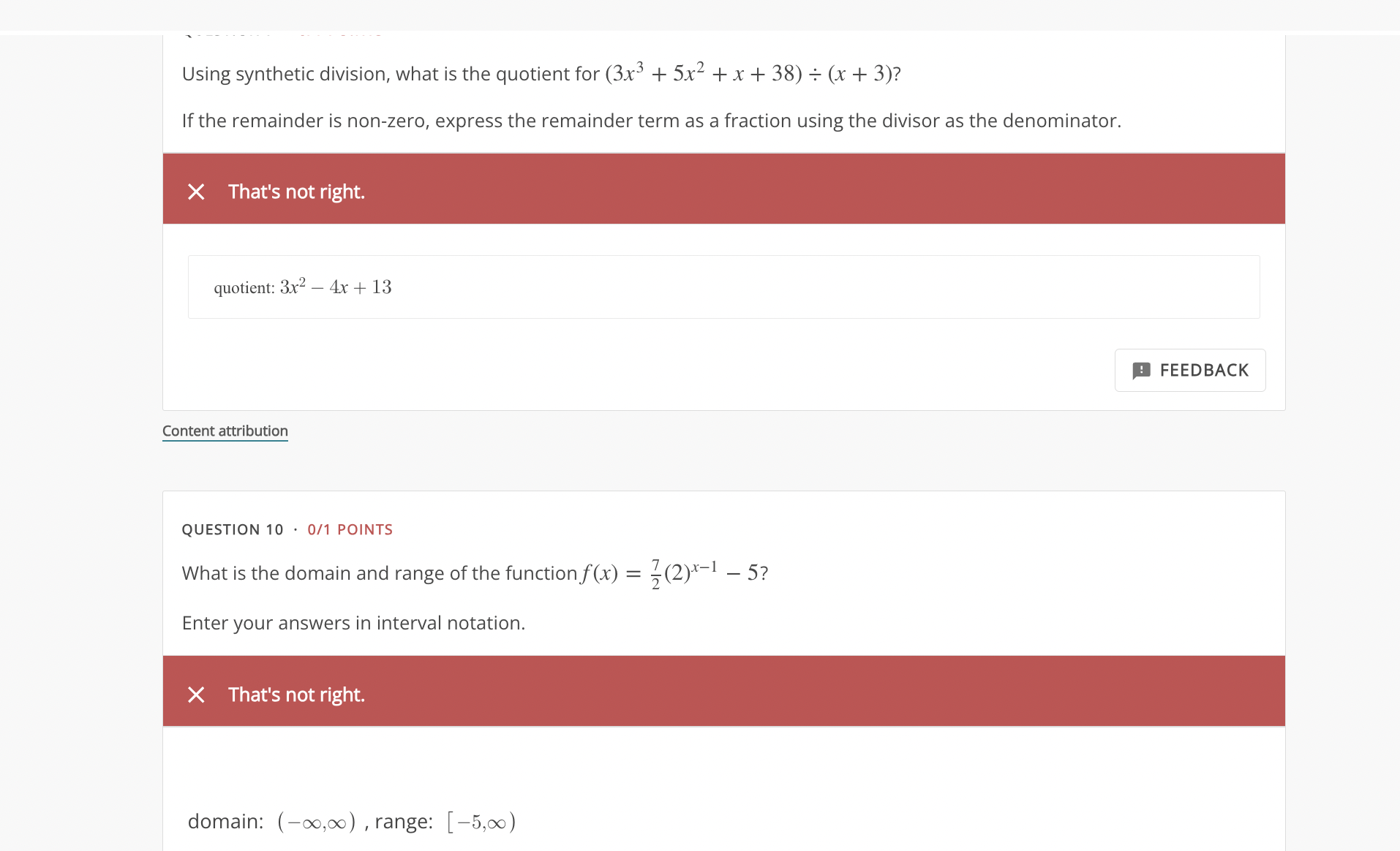 Solved using synthetic division what is the quotient for chegg