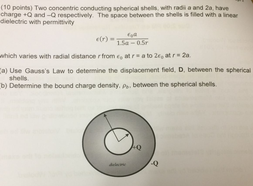 Solved (10 Points) Two Concentric Conducting Spherical | Chegg.com