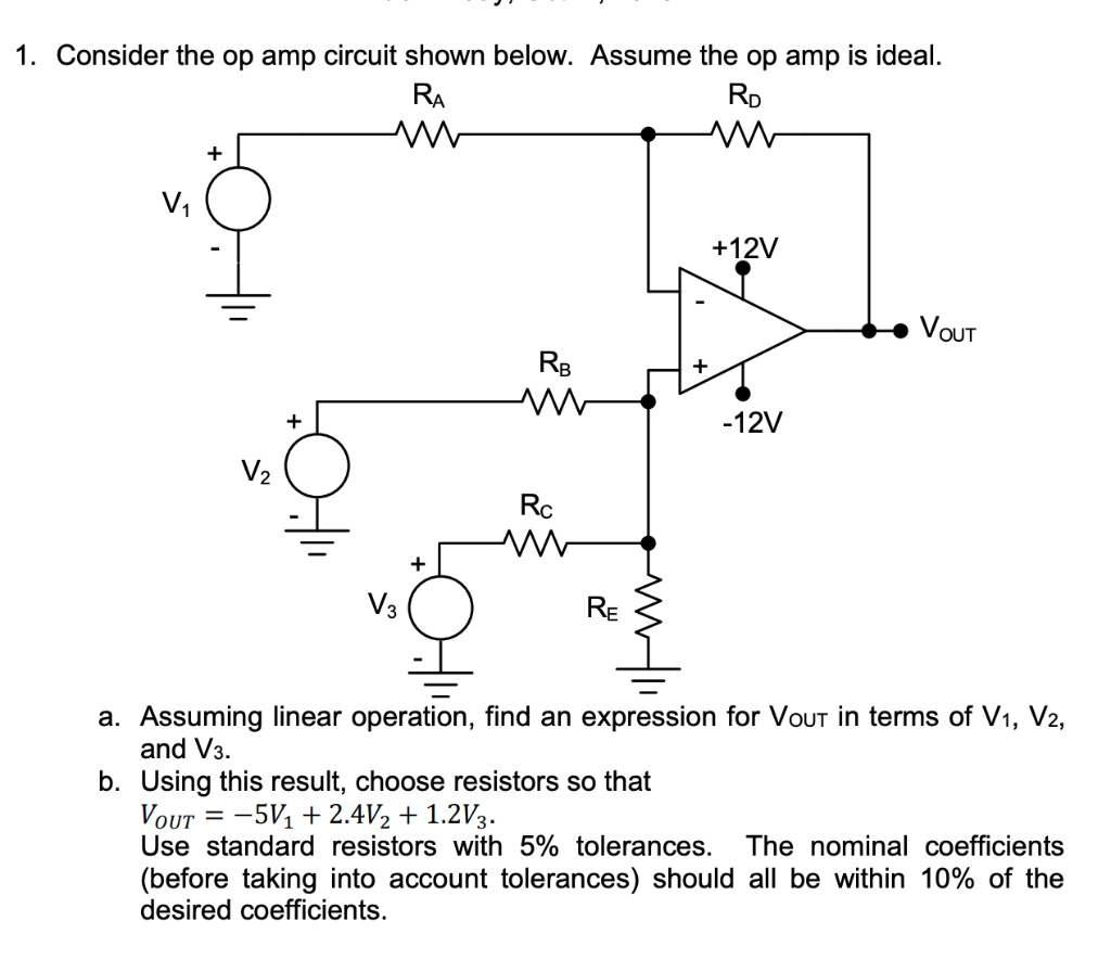 Solved 1. Consider the op amp circuit shown below. Assume | Chegg.com