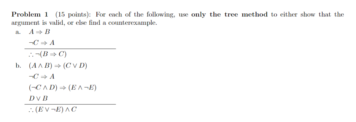 Solved Problem 1 ( 15 ﻿points): For each of the following, | Chegg.com