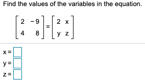 Solved Find the values of the variables in the equation. 2 | Chegg.com