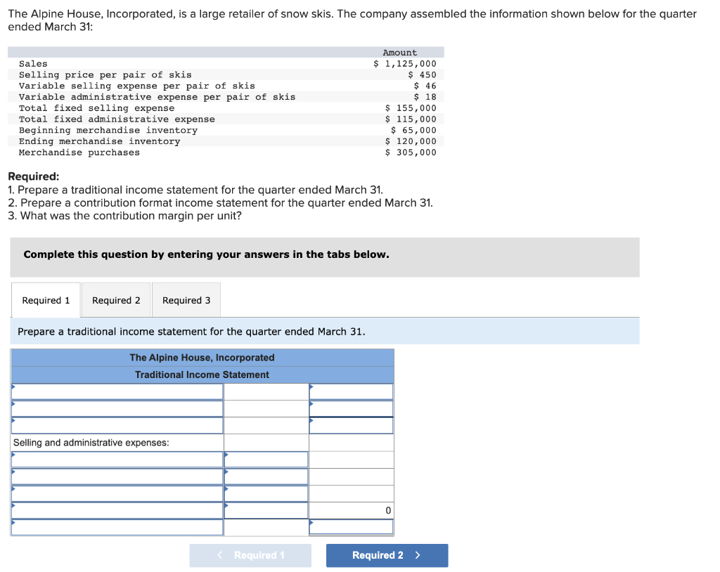 Solved The Alpine House, Incorporated, is a large retailer | Chegg.com