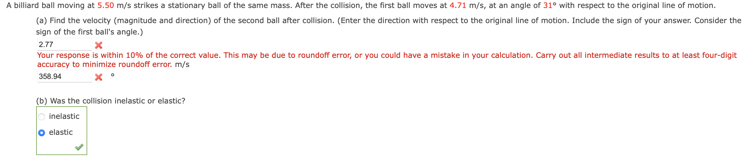 Solved sign of the first ball's angle.) accuracy to minimize | Chegg.com