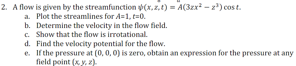 Solved 2. A flow is given by the streamfunction | Chegg.com
