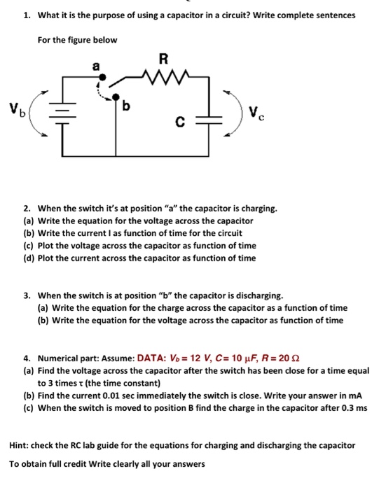 Solved What it is the purpose of using a capacitor in a
