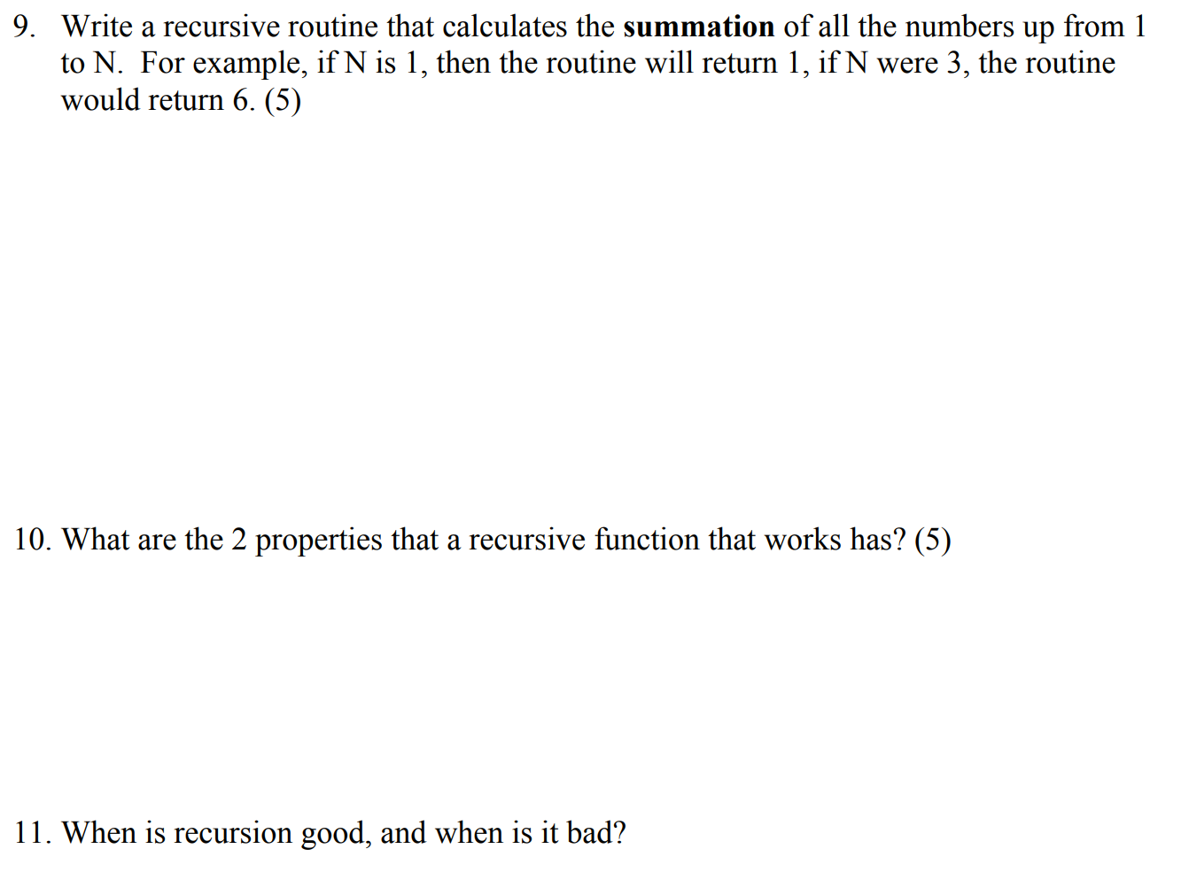 Solved 9. Write a recursive routine that calculates the | Chegg.com