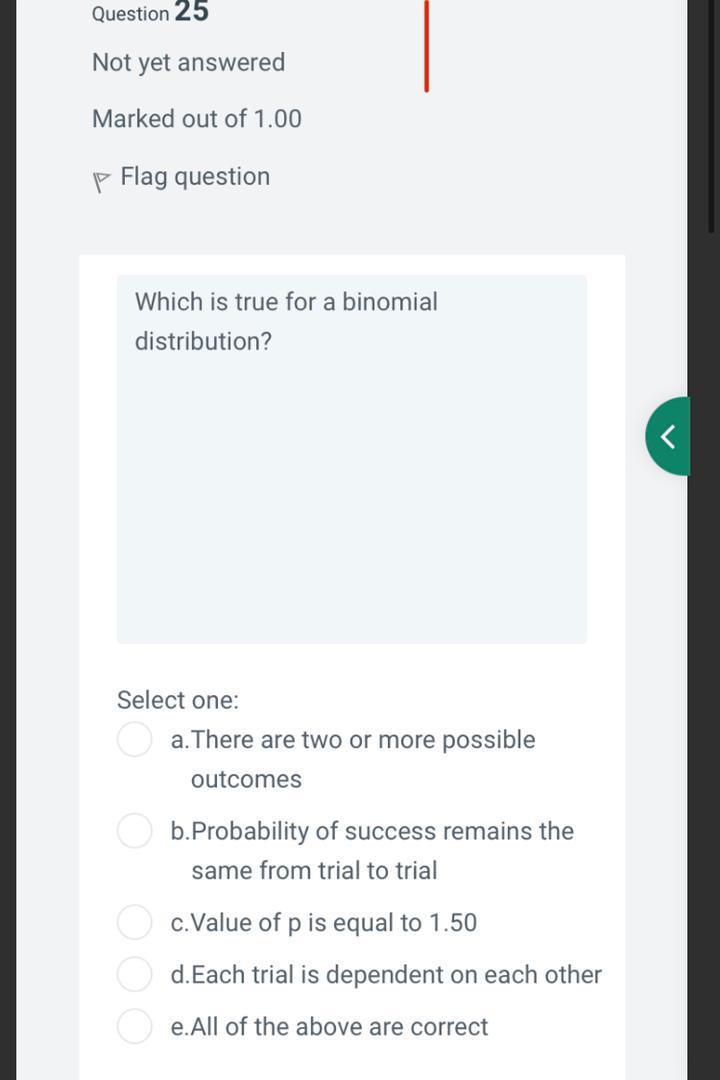 Solved Question 25 Not yet answered Marked out of 1.00 p | Chegg.com
