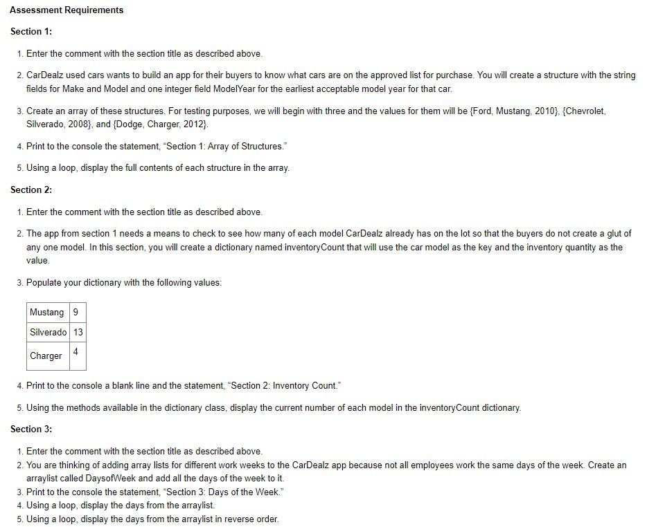 Solved Section 2: 1. Enter the comment with the section