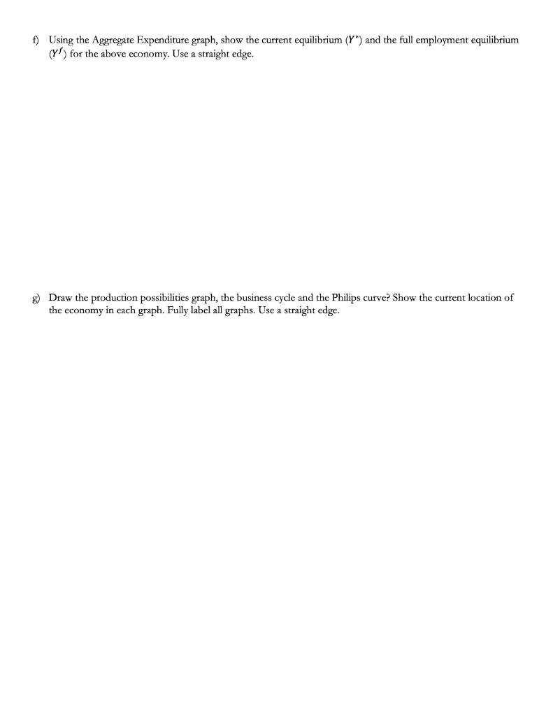 Solved 1) Aggregate Expenditures Model: use the following | Chegg.com