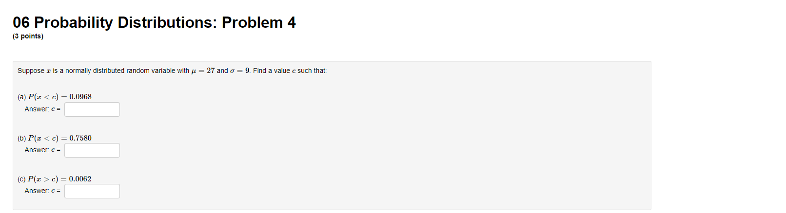 Solved 06 Probability Distributions: Problem 4 (3 points) | Chegg.com