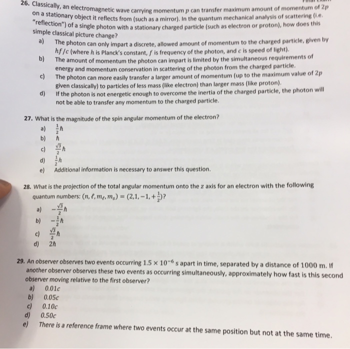 Solved An Electromagnetic Wave Carrying Momentum P Can 