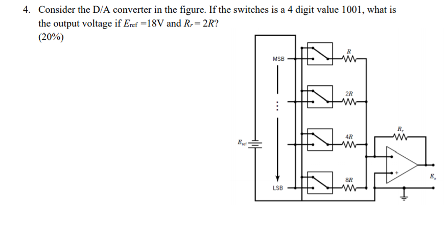 Solved 4. Consider the D/A converter in the figure. If the | Chegg.com