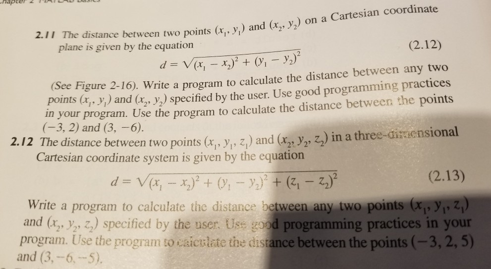 2.// The distance between two points (xı, yı) and | Chegg.com
