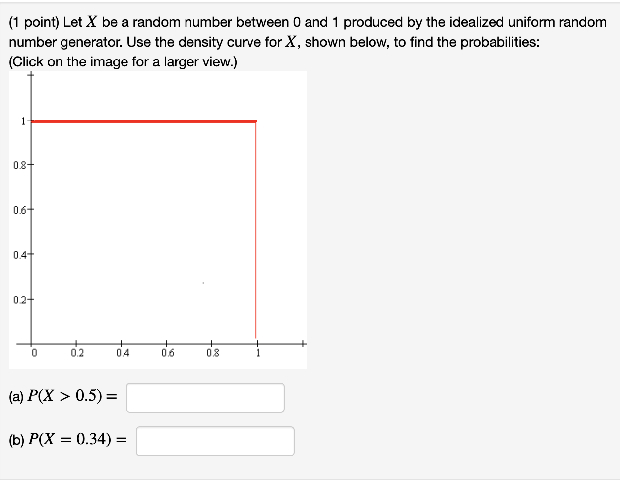 Solved 1 point let x be a random number between 0 and 1 chegg