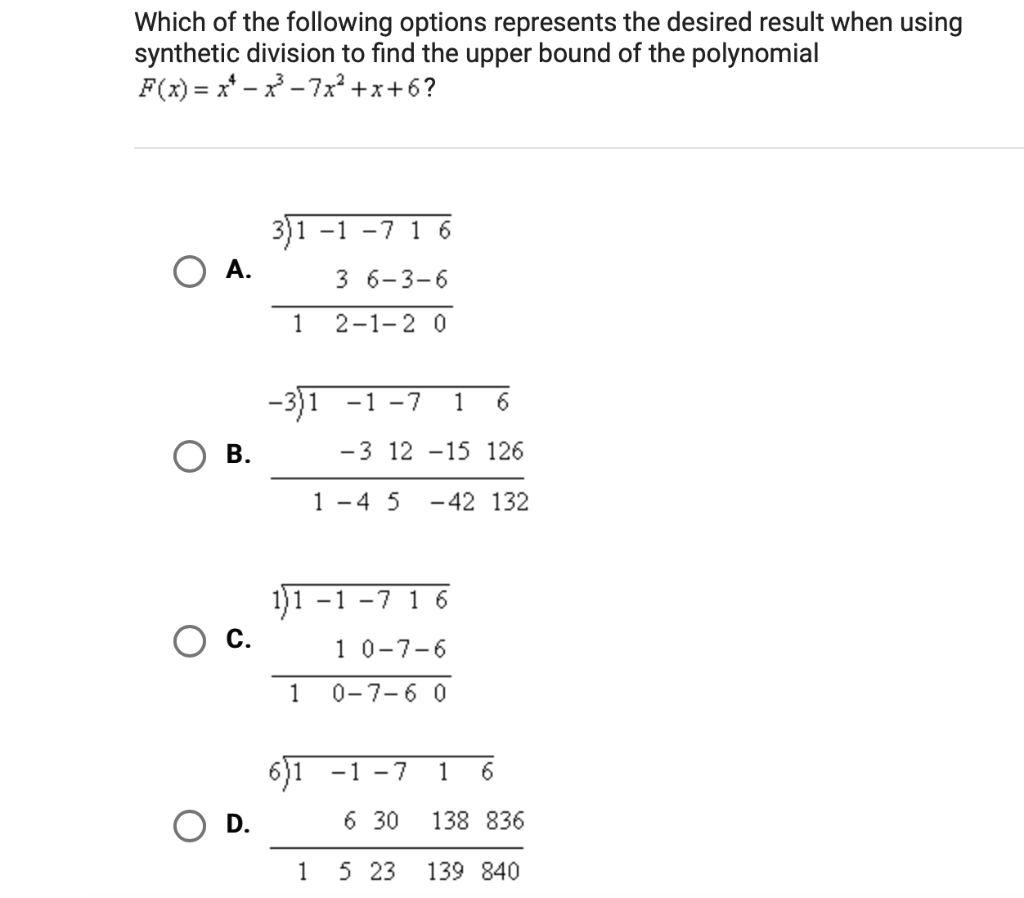 Solved Which of the following options represents the desired | Chegg.com