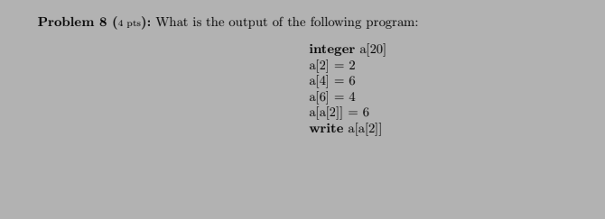 Solved Problem 8 (4 pts): What is the output of the | Chegg.com