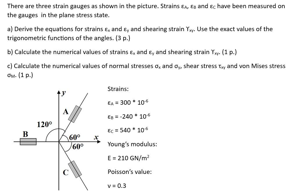 Solved There are three strain gauges as shown in the | Chegg.com