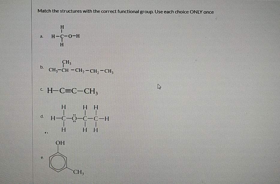 Solved Match The Structures With The Correct Functional | Chegg.com