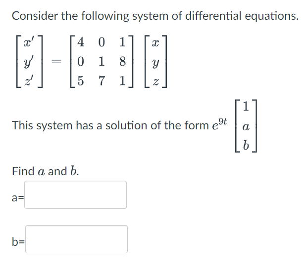 Solved Consider The Following System Of Differential | Chegg.com