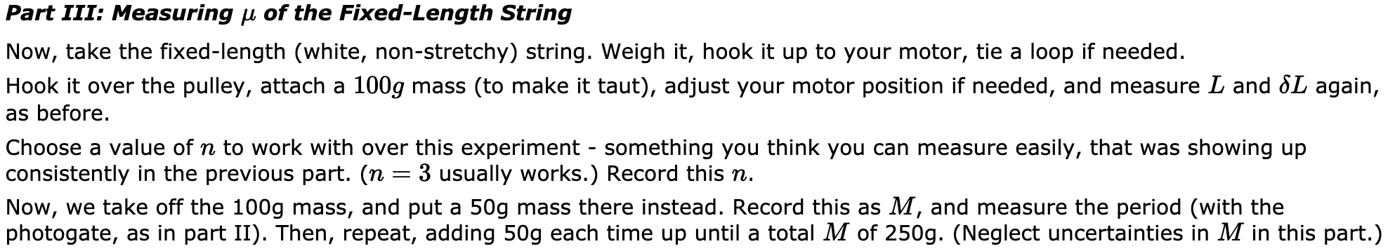 Part III: Measuring u of the Fixed-Length String | Chegg.com