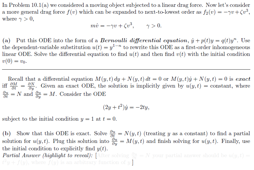 Solved In Problem 10.1(a) we considered a moving object | Chegg.com