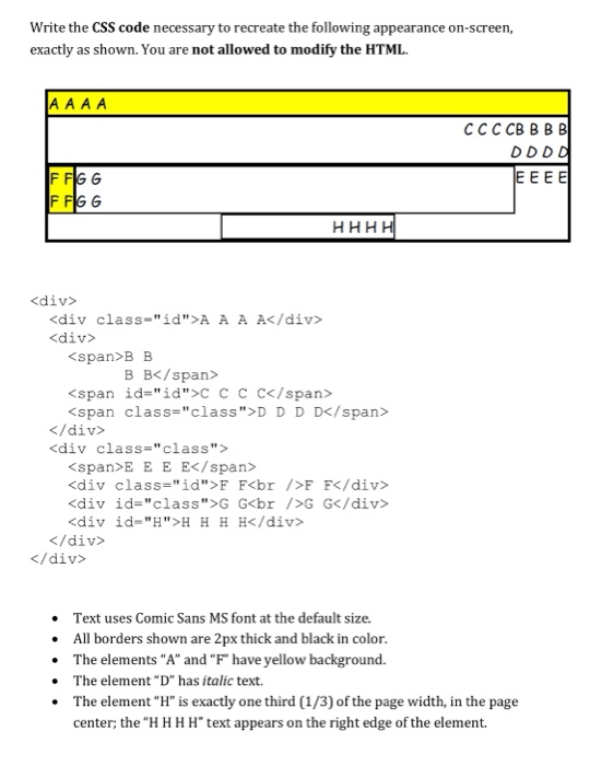 Solved Write The CSS Code Necessary To Recreate The | Chegg.com