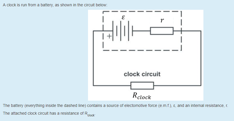 Solved A clock is run from a battery, as shown in the | Chegg.com
