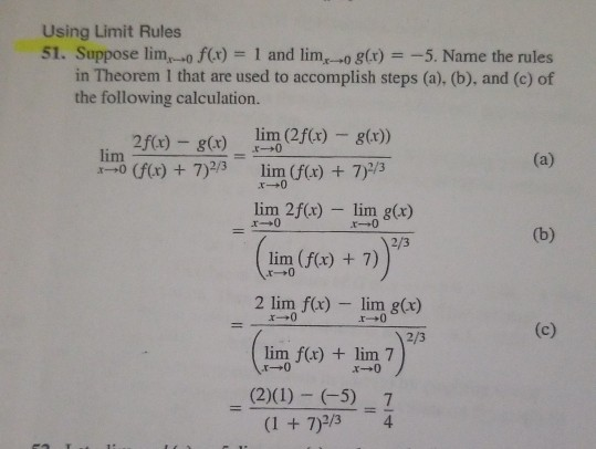 Solved Using Limit Rules 51 Suppose Limo F In Theorem Chegg Com