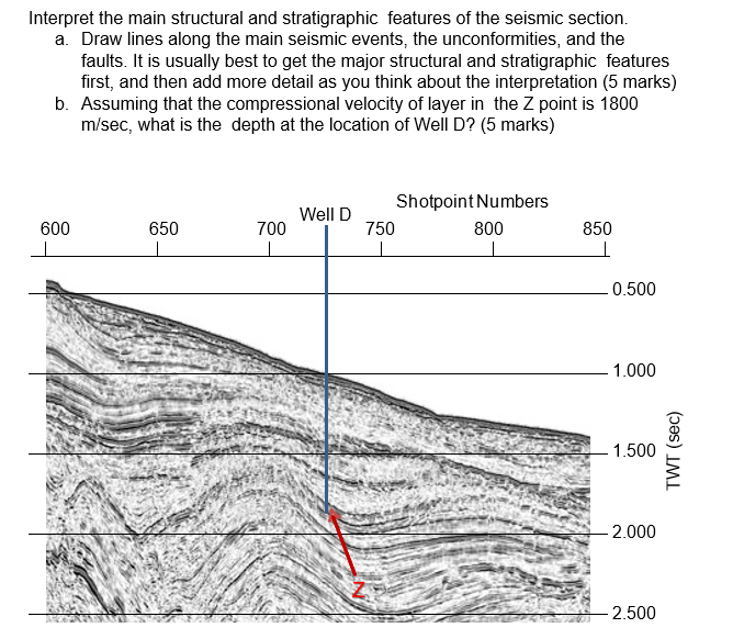 Interpret the main structural and stratigraphic | Chegg.com