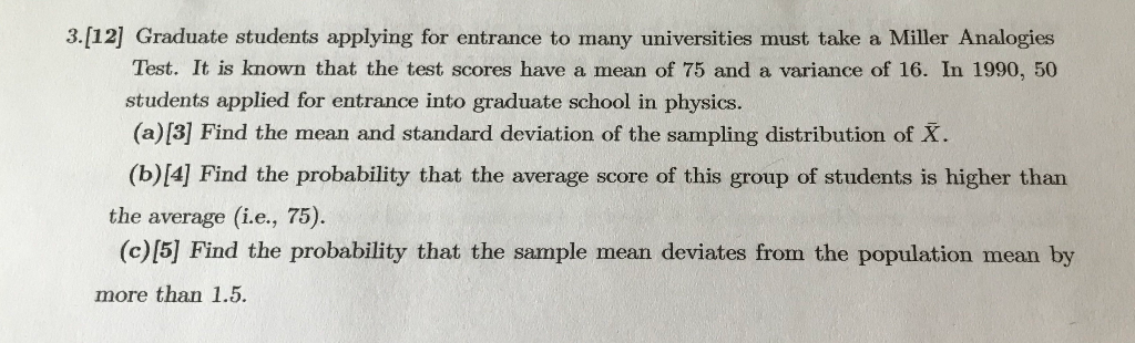 Solved 3.[12] Graduate students applying for entrance to | Chegg.com