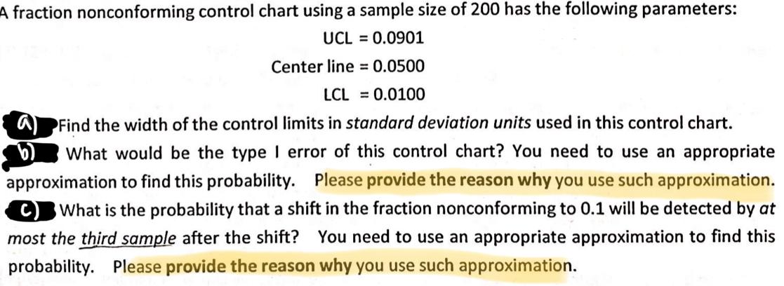 Solved A fraction nonconforming control chart using a sample | Chegg.com