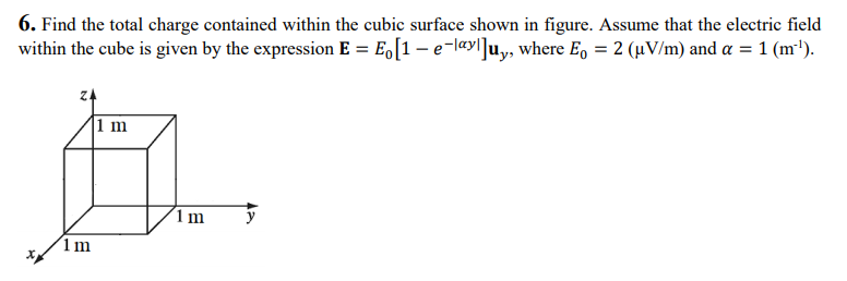 Solved 6. Find The Total Charge Contained Within The Cubic 