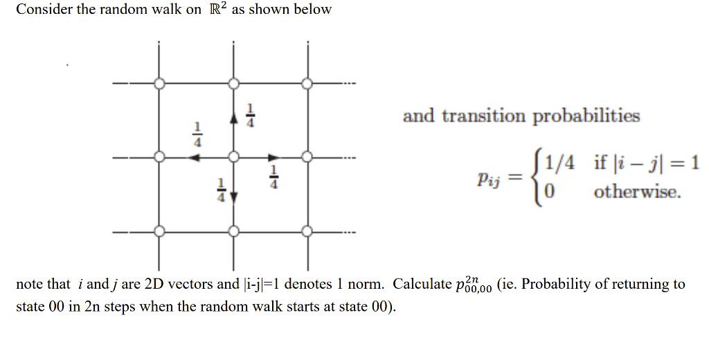 Solved Consider the random walk on R2 as shown below 1 and | Chegg.com