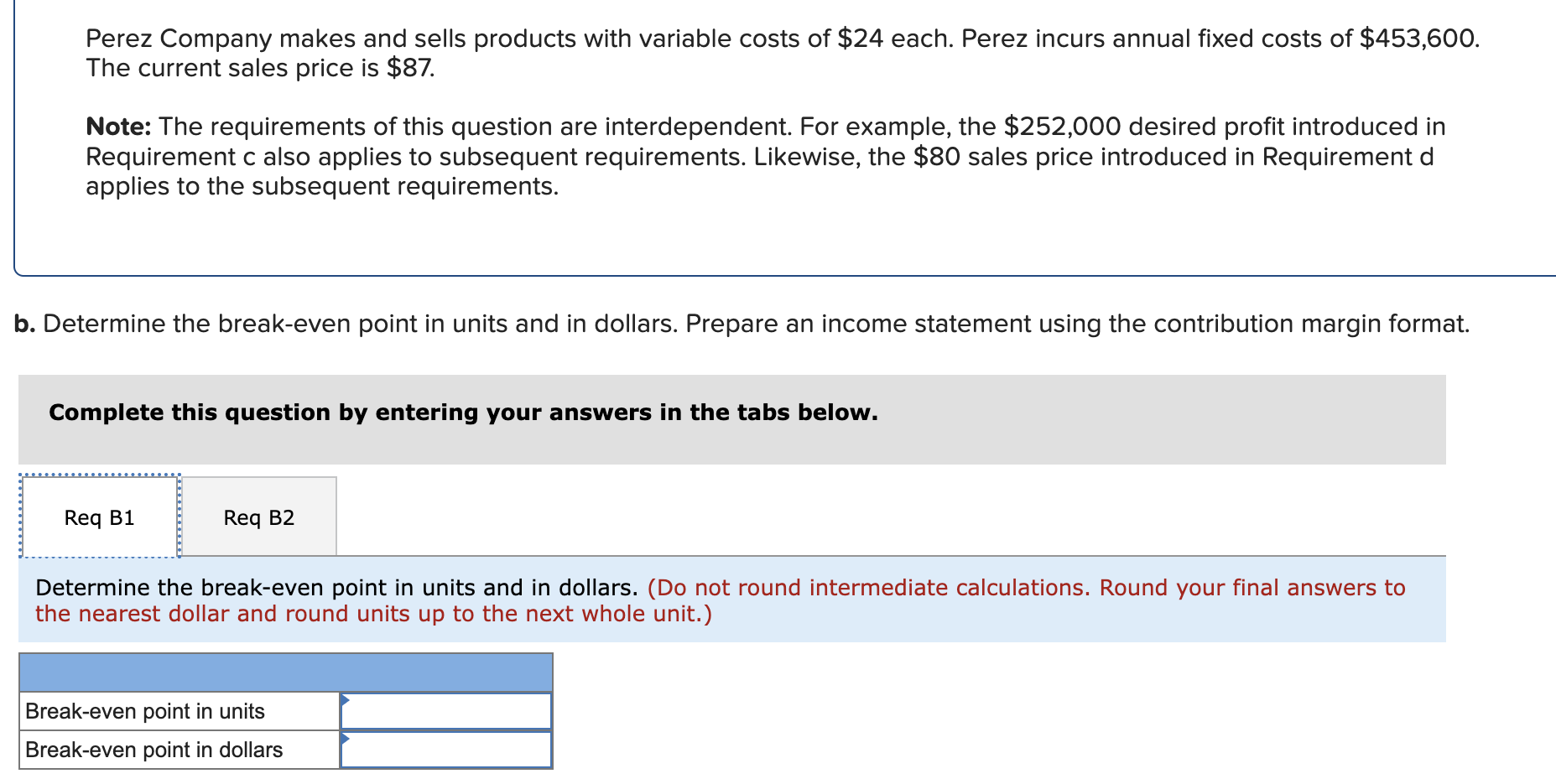 Solved Perez Company makes and sells products with variable