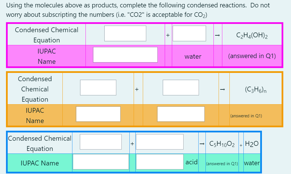 Solved Using the molecules above as products complete the Chegg