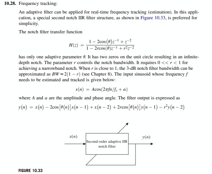 10.28. Frequency tracking: An adaptive filter can be | Chegg.com