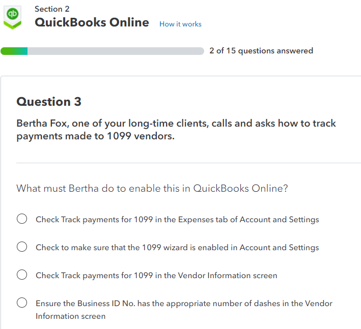 Solved Section 2 QuickBooks Online How It Works 2 Of 15 | Chegg.com