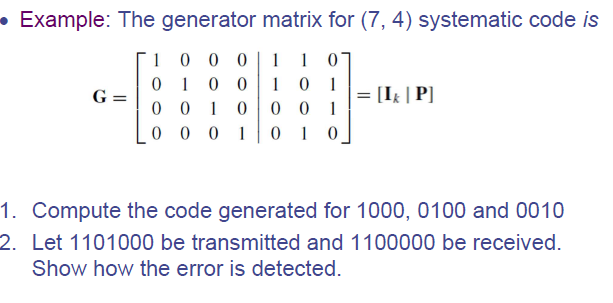 Solved Example The Generator Matrix For 7 4 Systematic Chegg | Hot Sex ...