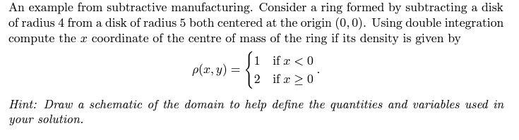 Solved An example from subtractive manufacturing. Consider a | Chegg.com