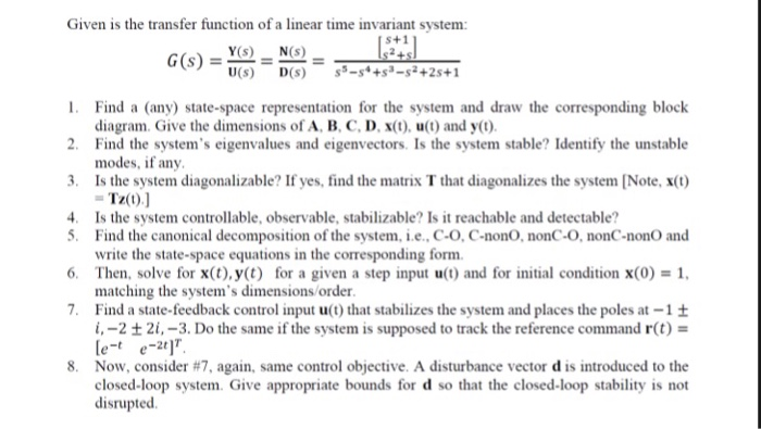 Solved Given is the transfer function of a linear time | Chegg.com