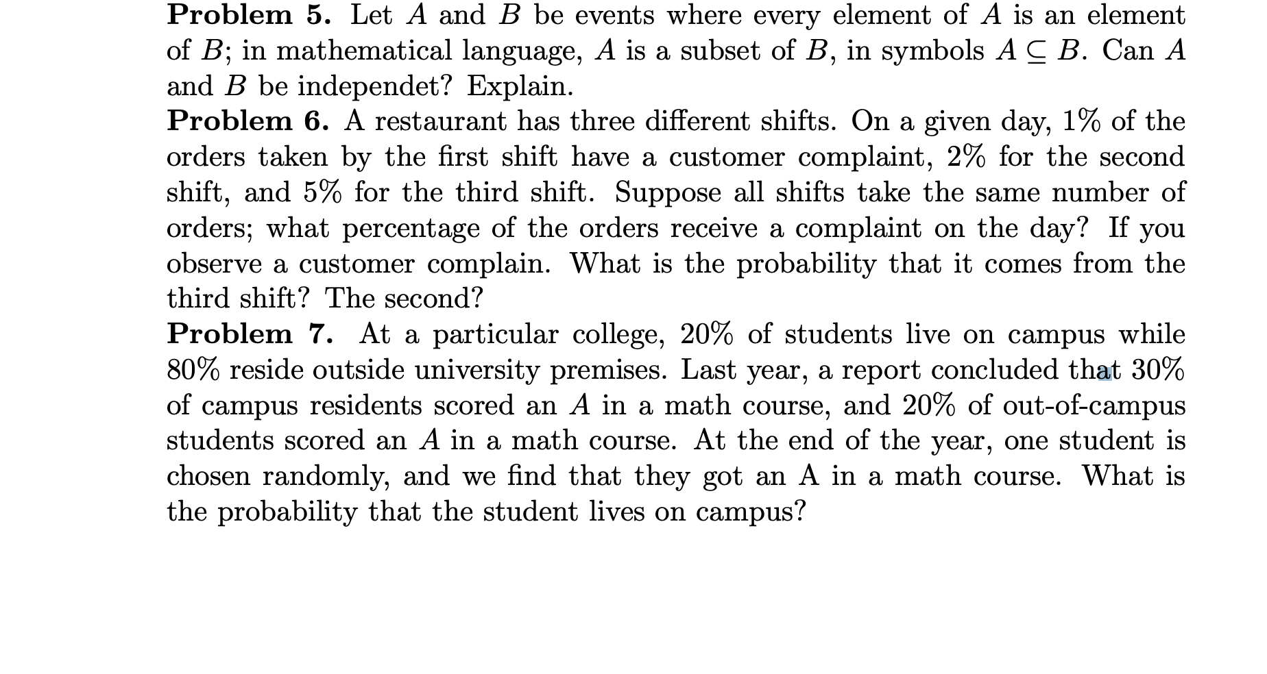 Solved Problem 5. Let A And B Be Events Where Every Element | Chegg.com