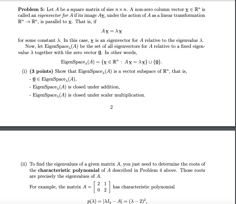 Solved Problem 5: Let A be a square matrix of size nxn. A | Chegg.com