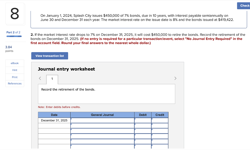 Solved On January 1, 2025, Splash City issues 450,000 of 7